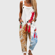 Women’s Soft Country Chicken Print Jumpsuit