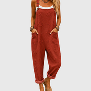 Women’s Relaxed Fit Brick Red Bib Overalls