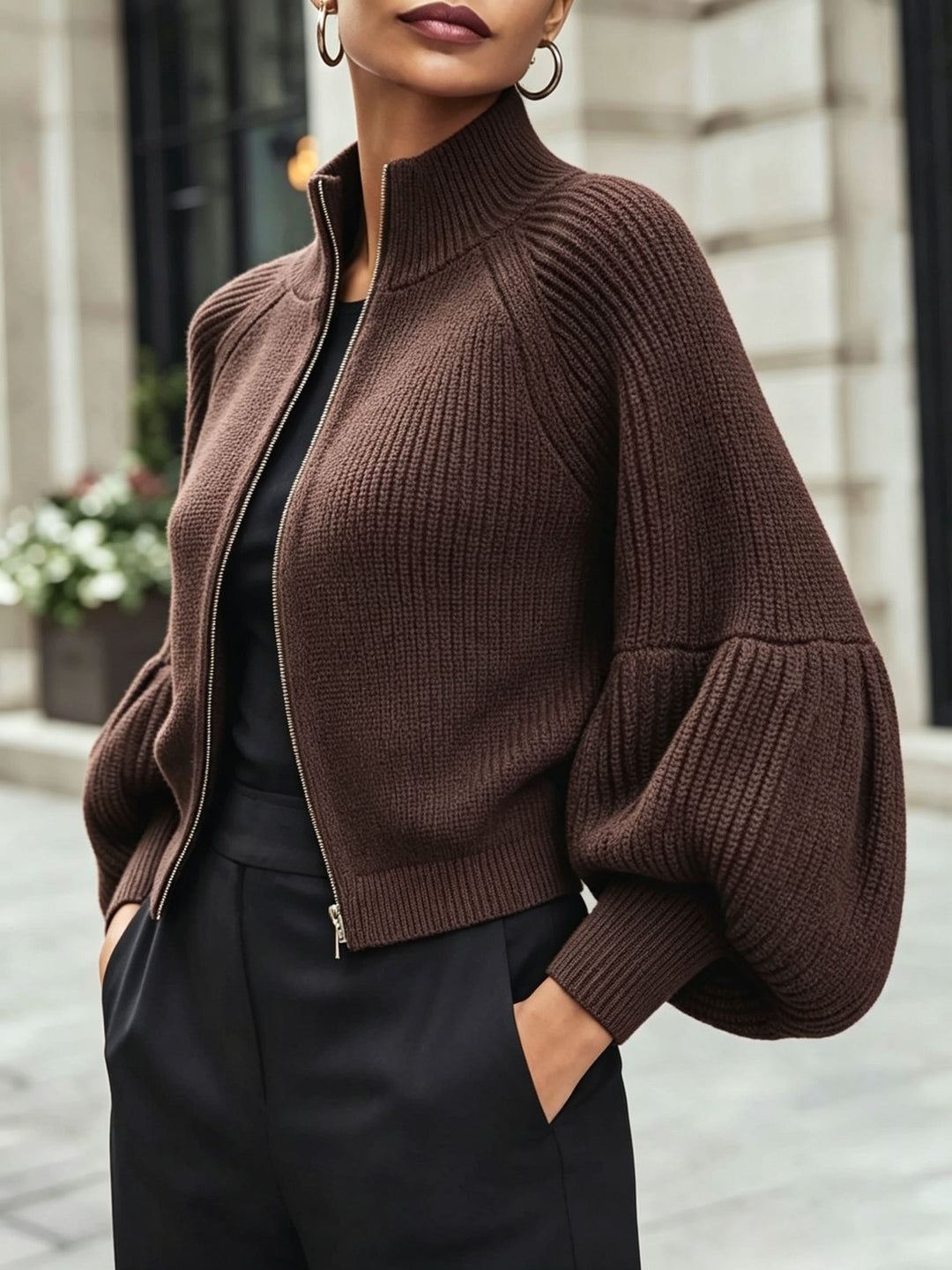 Women’s Slim Fit Zip-Up Cardigan