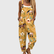 Women’s Soft Horse And Floral Print Jumpsuit