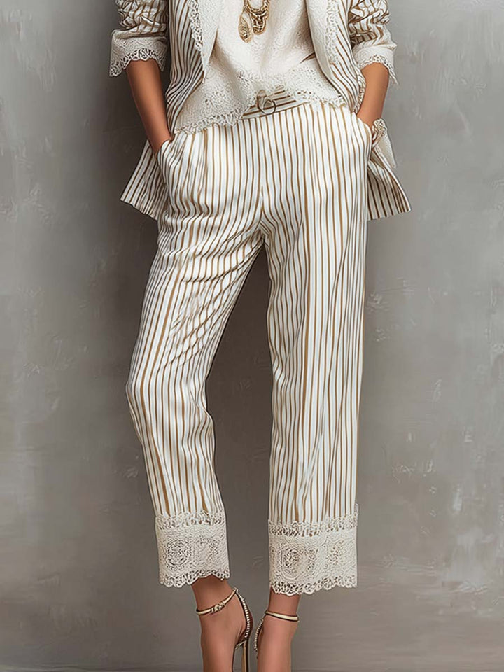 Women’s Vintage Striped Short Sleeve Blazer