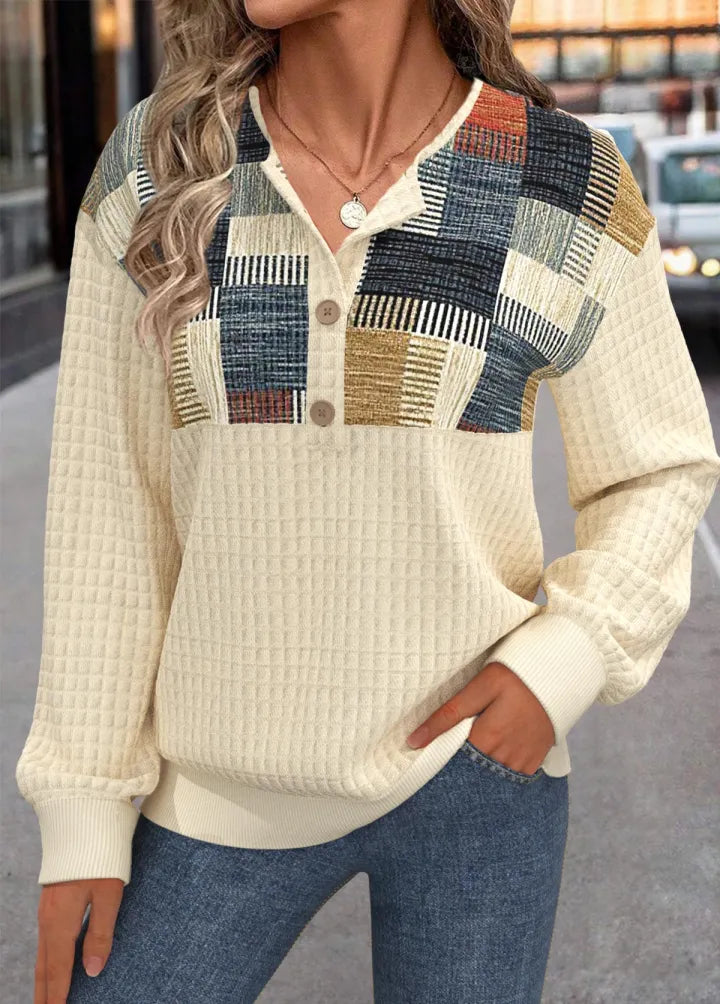 Women’s Patchwork Button-Front Knit Cardigan