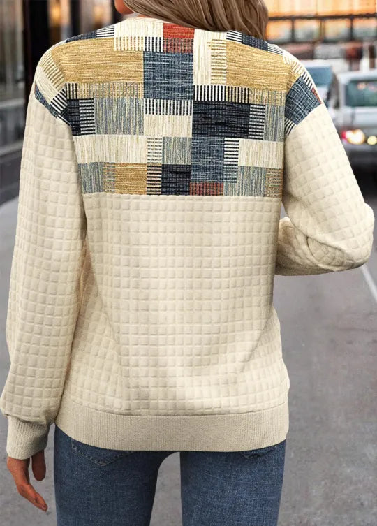 Women’s Patchwork Button-Front Knit Cardigan