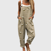 Women’s Relaxed Fit Bee Pattern Overalls