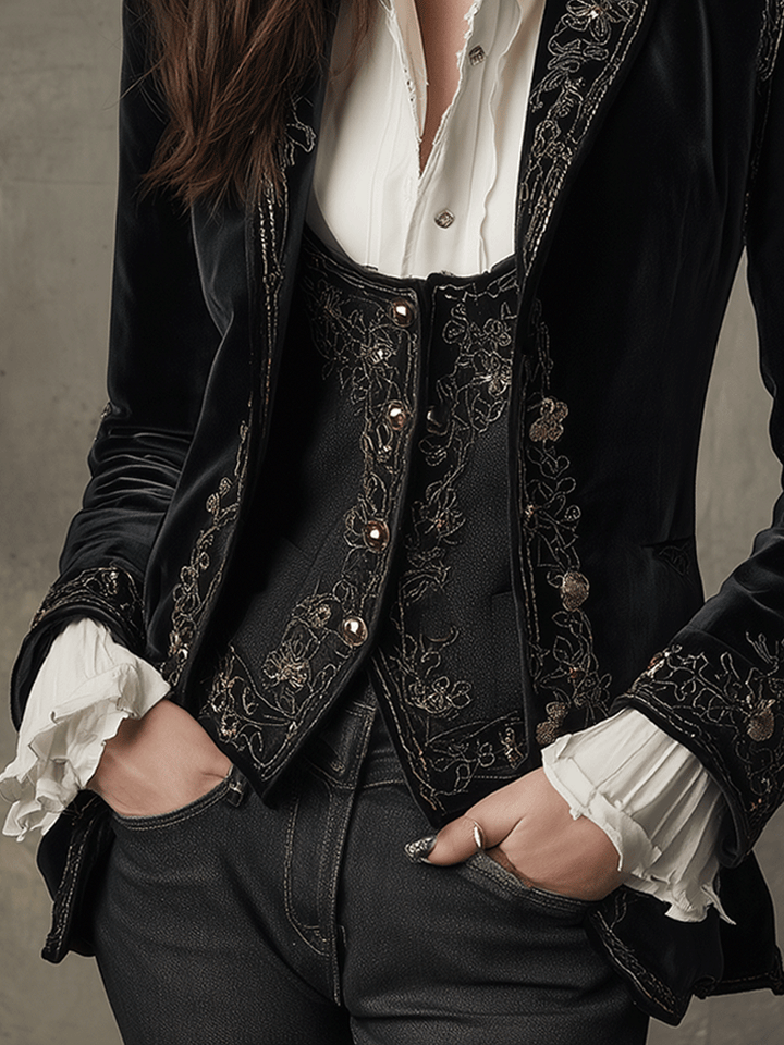 Women’s Black Embroidered Tailored Blazer
