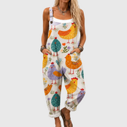 Women’s Soft Colorful Bird Print Jumpsuit