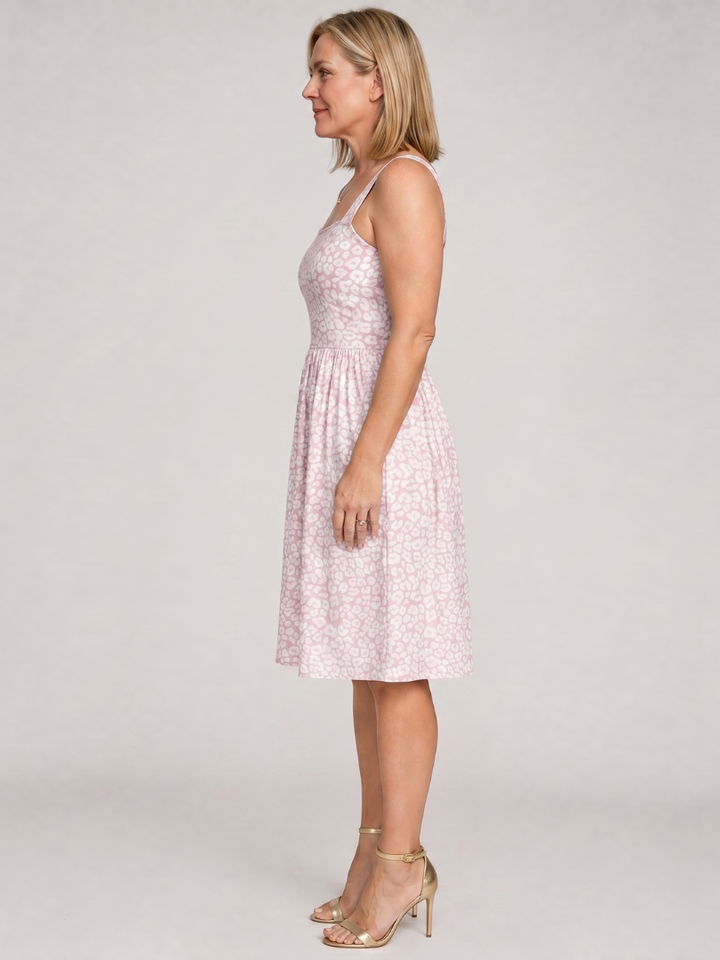 Women’s Square Neck Floral Print Knee Length Dress
