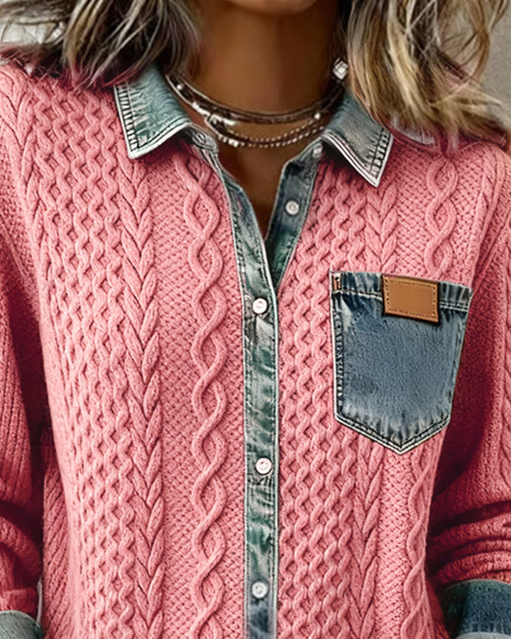 Women’s Soft Patchwork Button Up Shirt