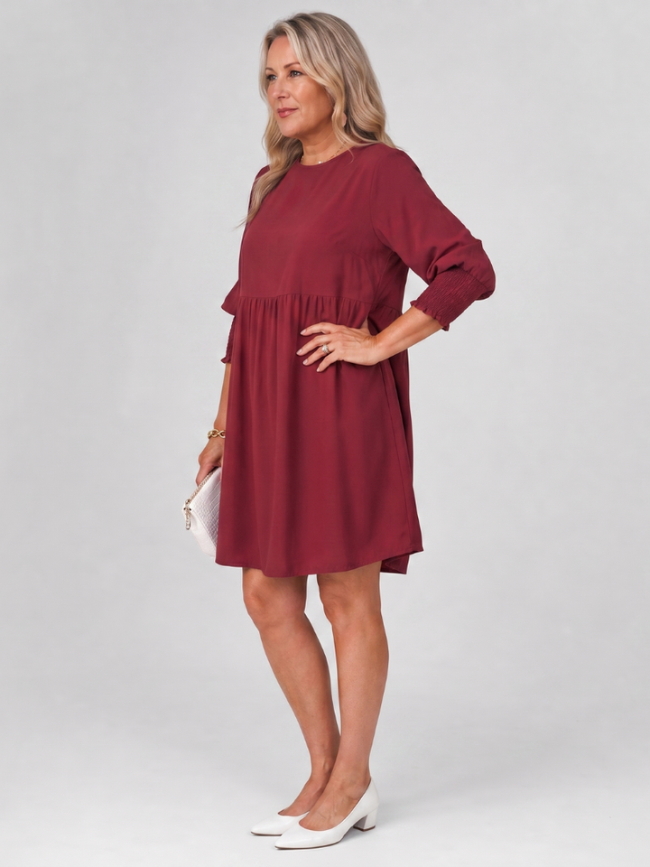 Women’s Long Sleeve Smocked Cuffs Mini Dress