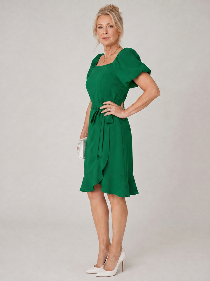 Women’s Short Puff Sleeve Side Tie Mini Dress