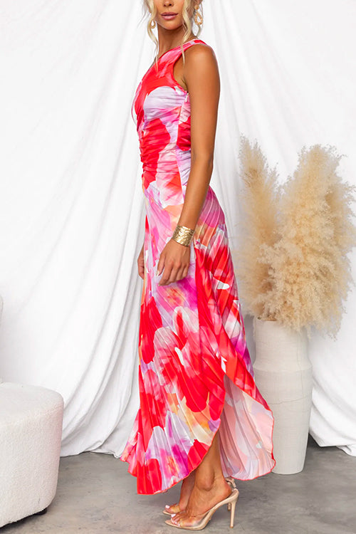 Women’s Vibrant Tropical Print Evening Dress