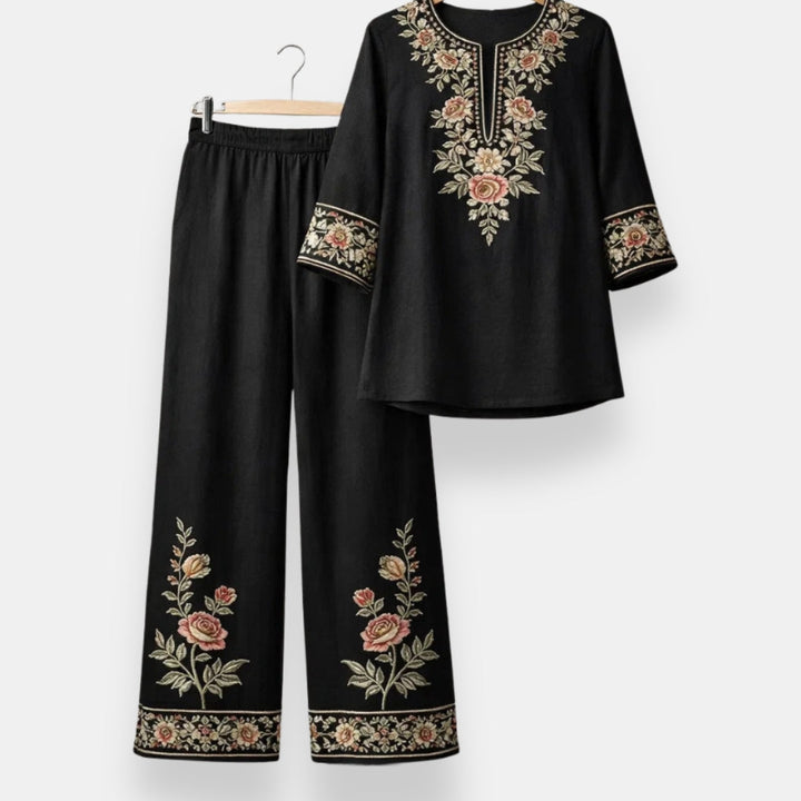 Women’s Embroidered Two-Piece Tunic and Pants Set