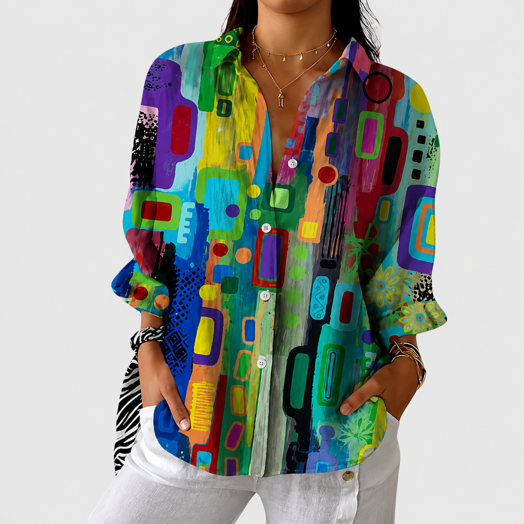 Women’s Lightweight Multicolor Printed Blouse