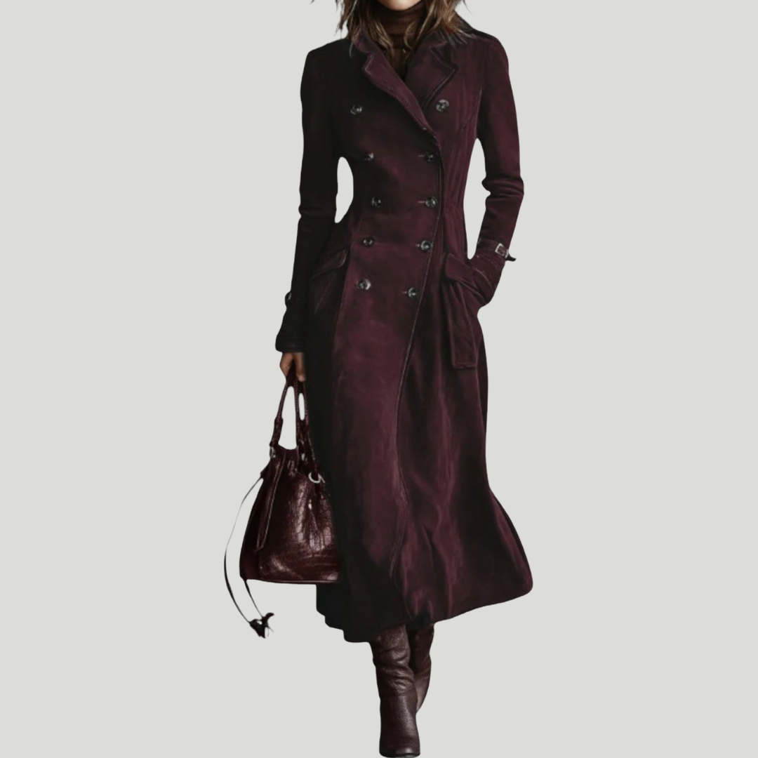 Women’s Long Double Breasted Belted Trench Coat