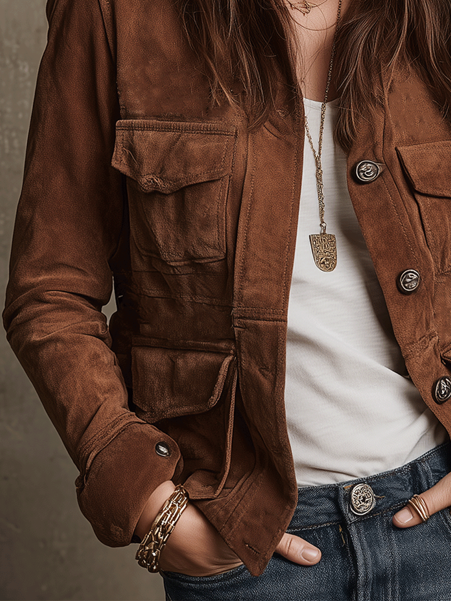 Women’s Vintage Brown Utility Jacket