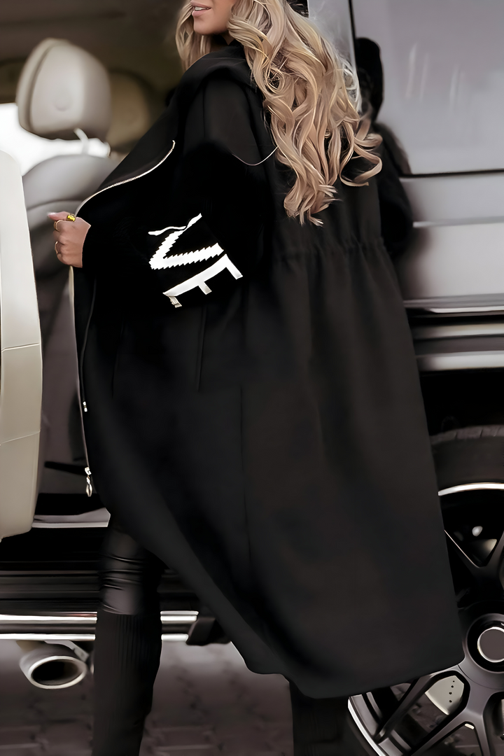 Women’s Hooded Longline Zip Up Coat