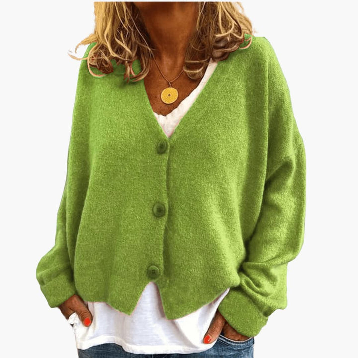 Women’s V Neck Button Front Knit Cardigan