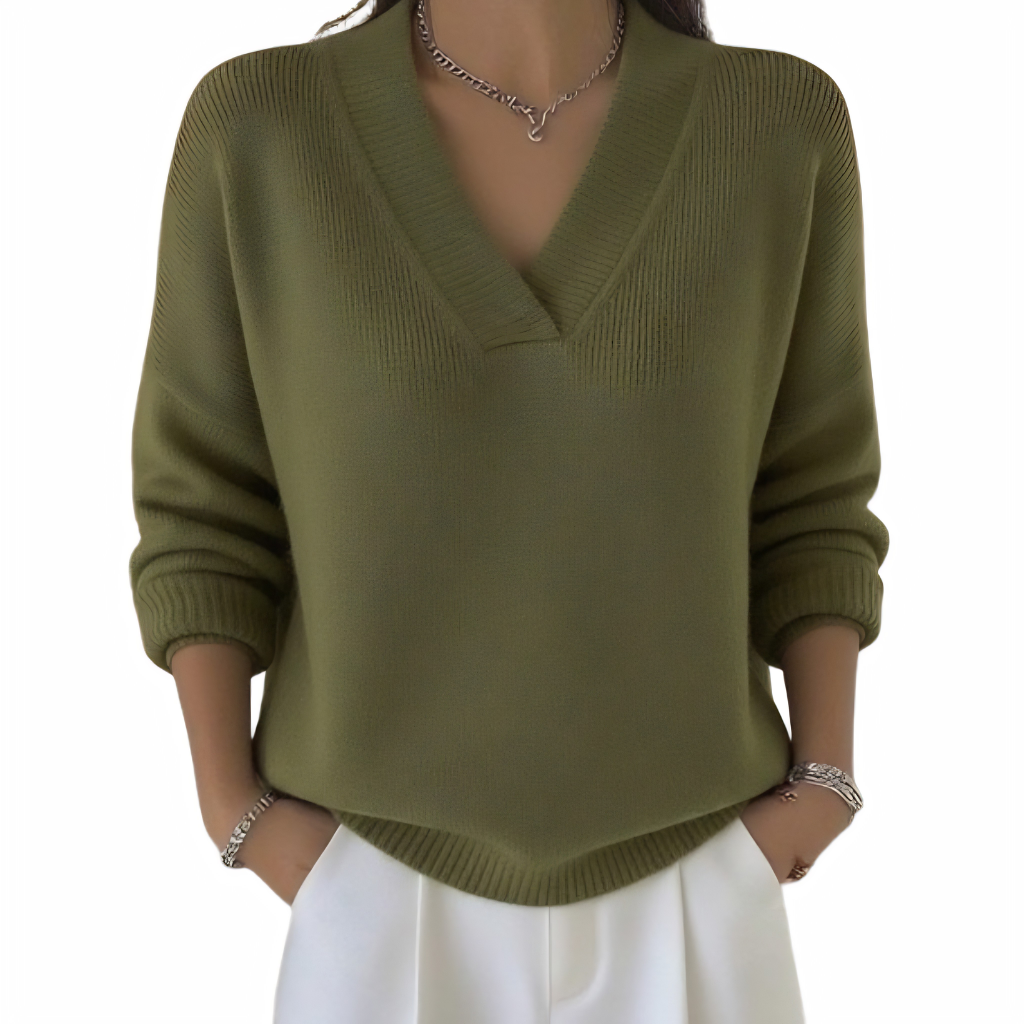 Women’s V-Neck Knit Pullover Sweater