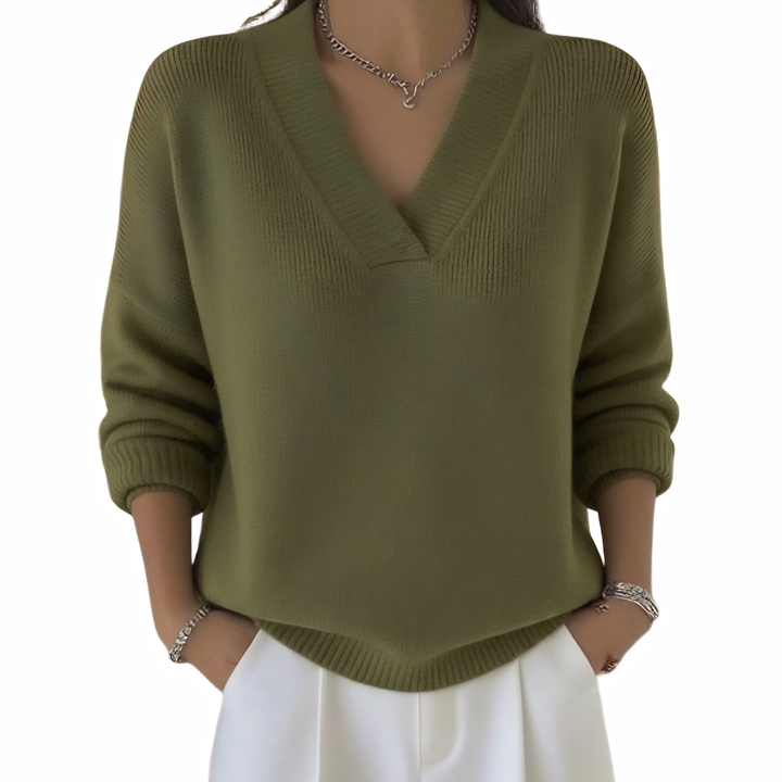 Women’s V-Neck Knit Pullover Sweater