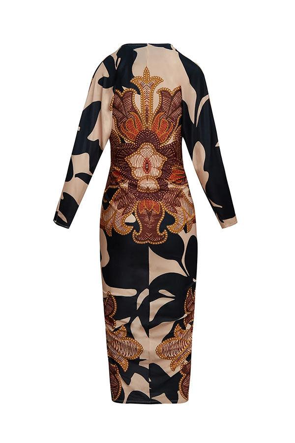 Women’s Printed Dolman Sleeve Midi Dress