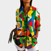 Women’s Color Splash Abstract Print Blouse