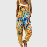 Women’s Relaxed Fit Octopus Print Overalls