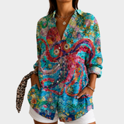 Women’s Abstract Floral Print Blouse
