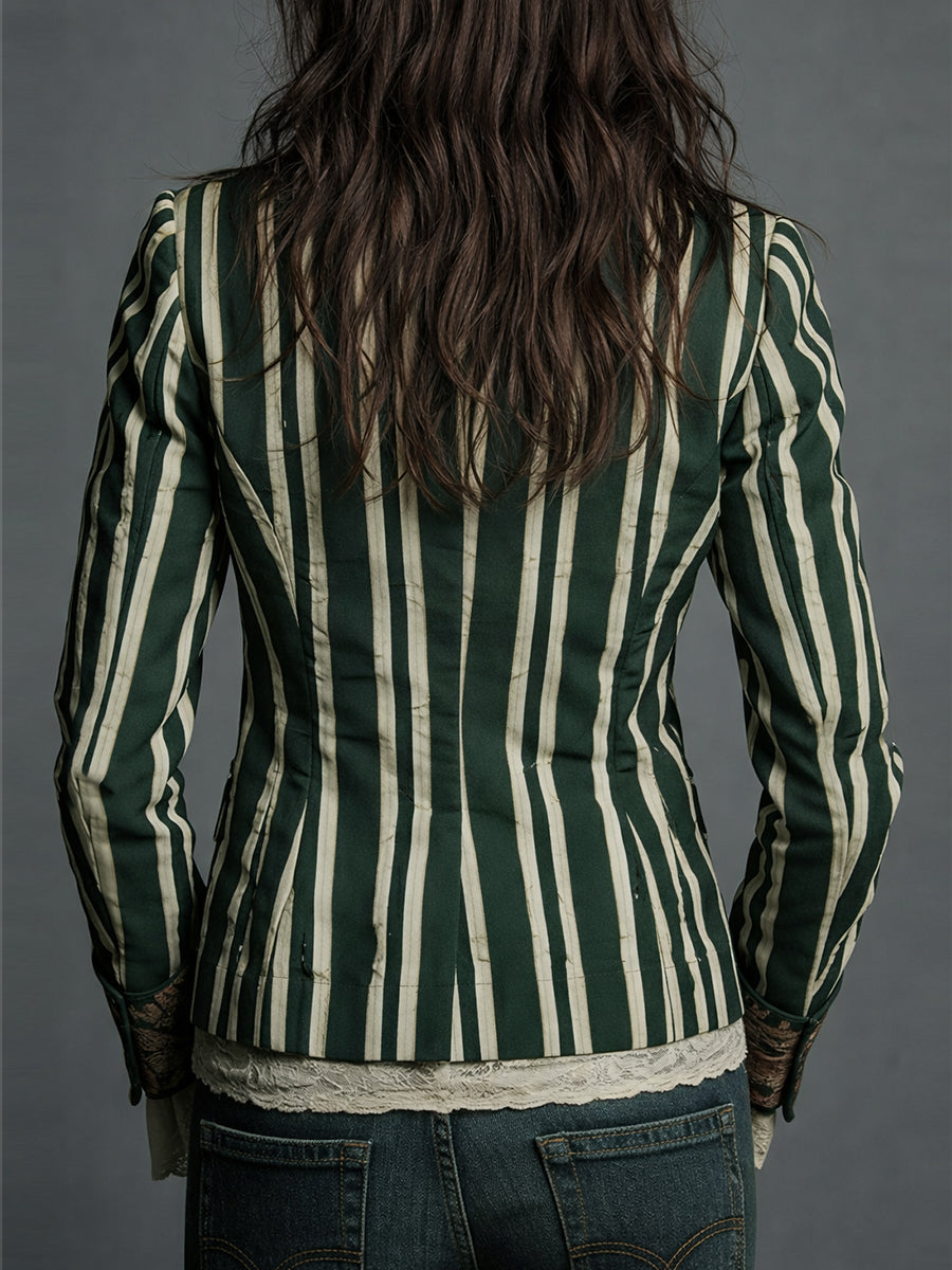 Women’s Boho Floral Striped Blazer