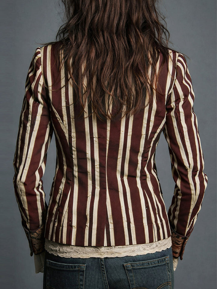 Women’s Boho Floral Striped Blazer