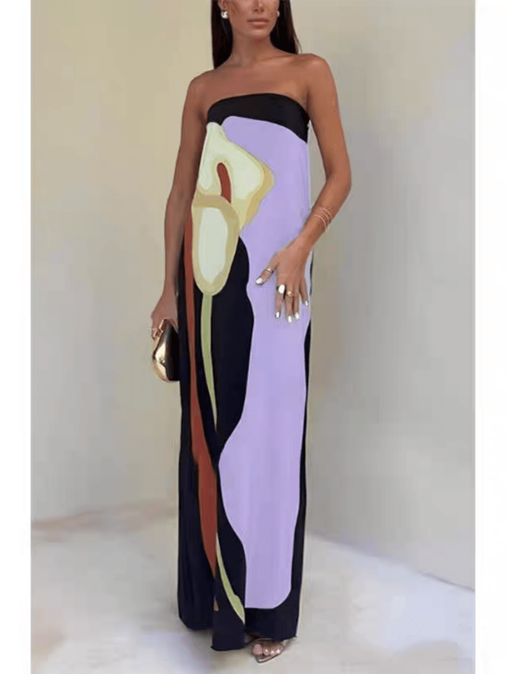 Women’s Strapless Printed Maxi Dress