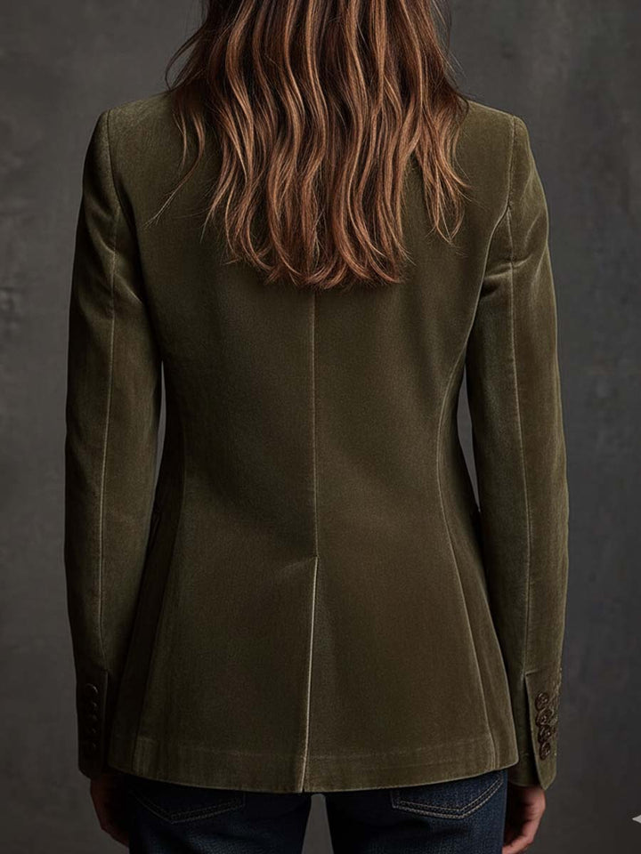 Women’s Olive Green Floral Embroidered Blazer
