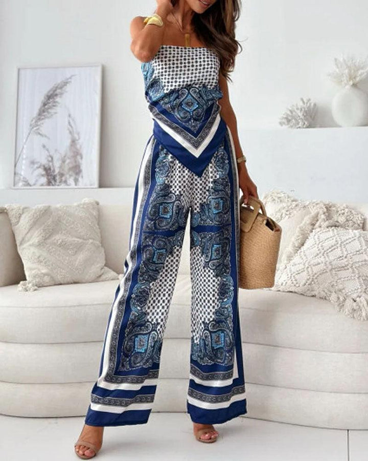 Women’s Lace-Up Two-Piece Vest And Pants Set