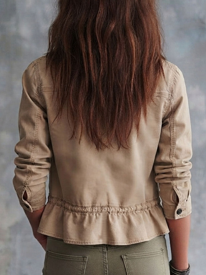 Women’s Vintage Washed Khaki Cropped Jacket
