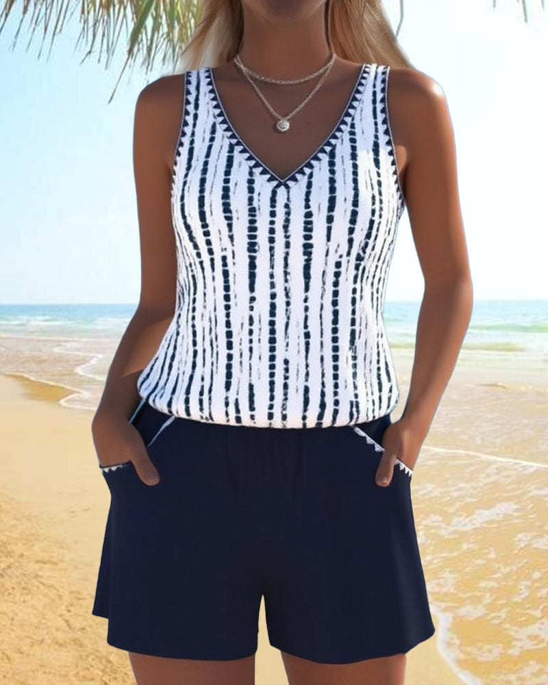 Women’s Two-Piece Swim Shorts Tankini Set