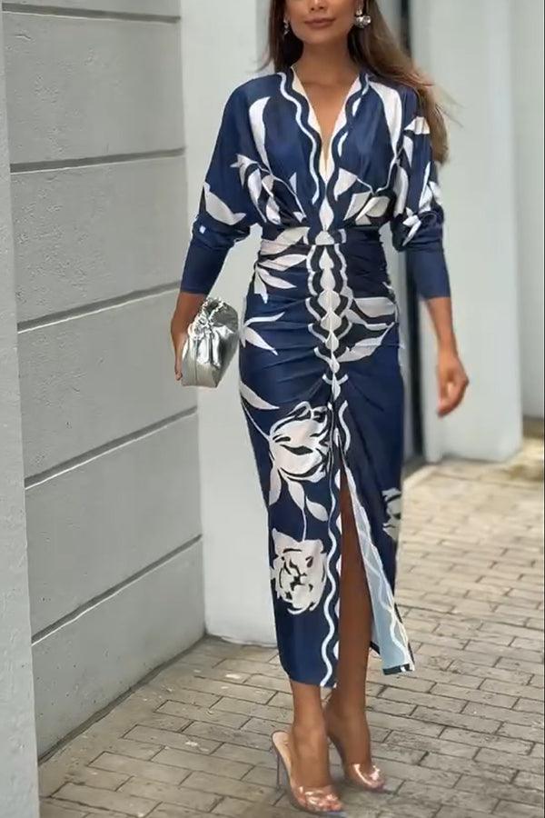 Women’s Printed Dolman Sleeve Midi Dress