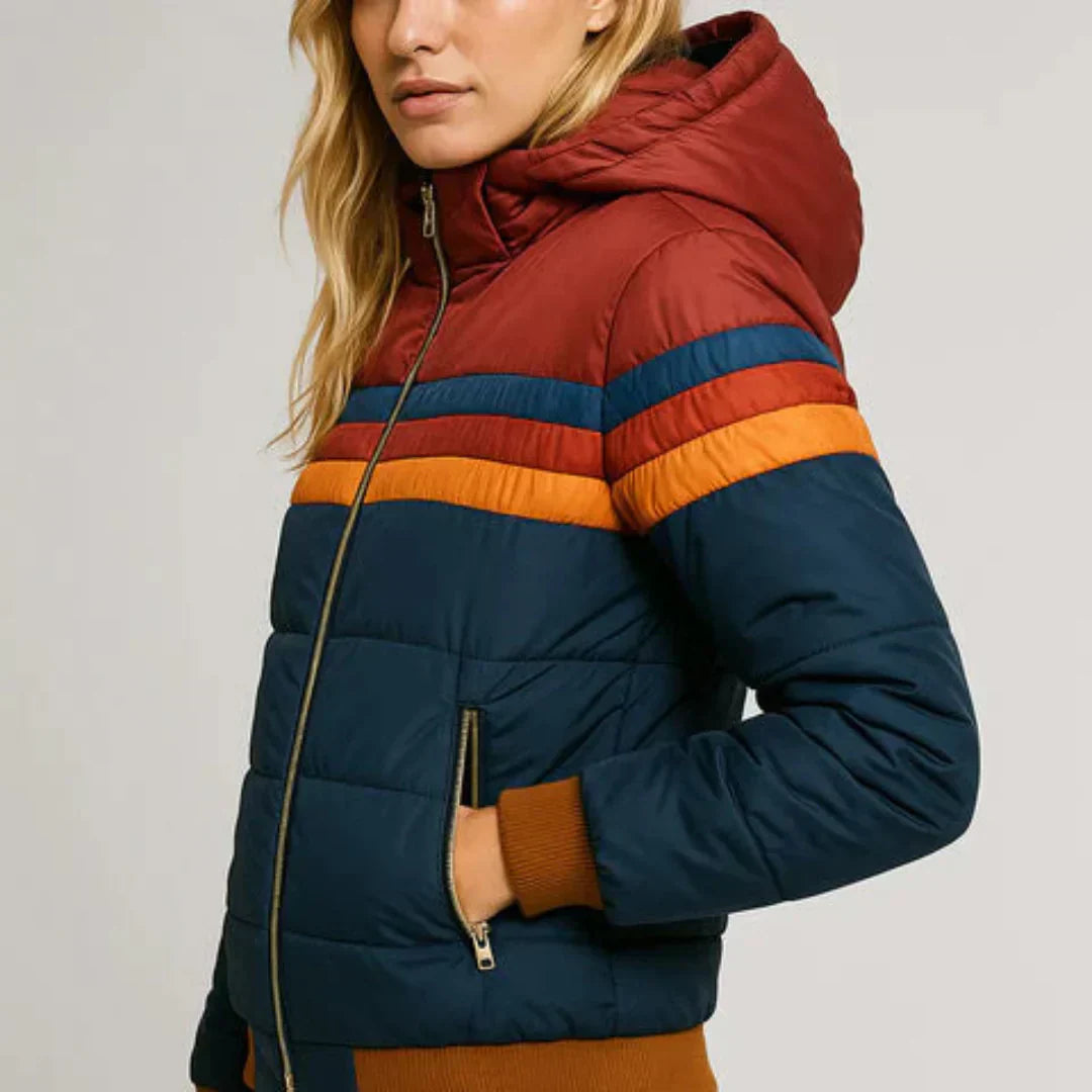 Women’s Retro Striped Puffer Jacket