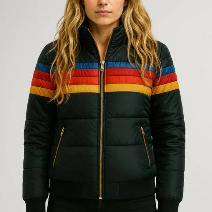 Women’s Retro Striped Puffer Jacket