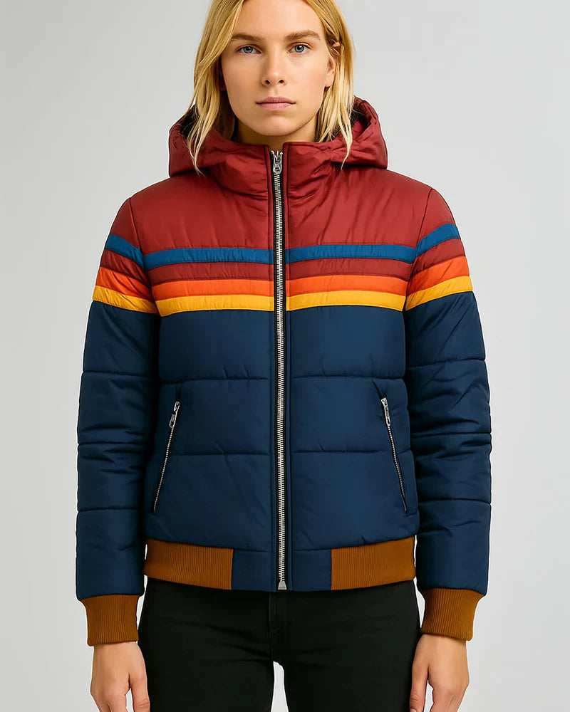 Women’s Retro Striped Puffer Jacket
