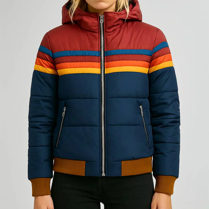 Women’s Retro Striped Puffer Jacket