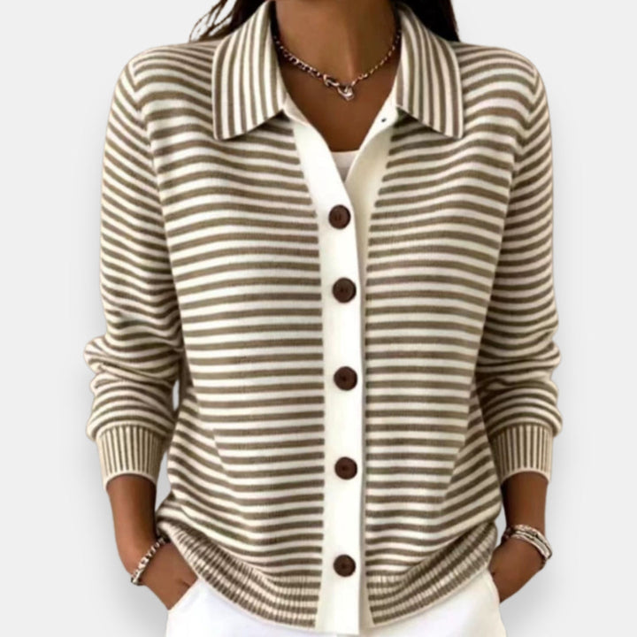 Women’s Striped Button-Front Cardigan