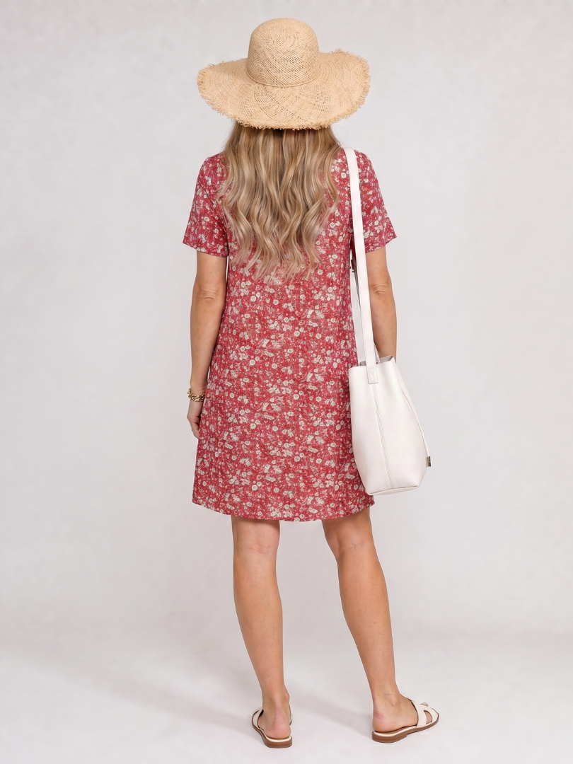 Women’s Short Sleeve Geometric Print Knee Length Dress