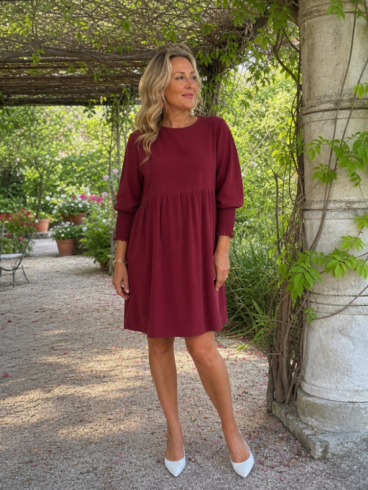 Women’s Long Sleeve Smocked Cuffs Mini Dress