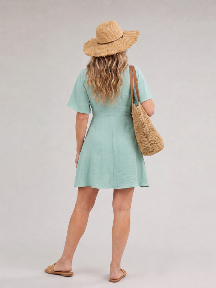 Women’s Short Flutter Sleeve Flared Skirt Mini Dress
