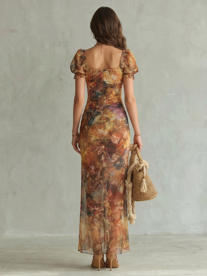 Women’s Ruffled Midi Dress With Slit