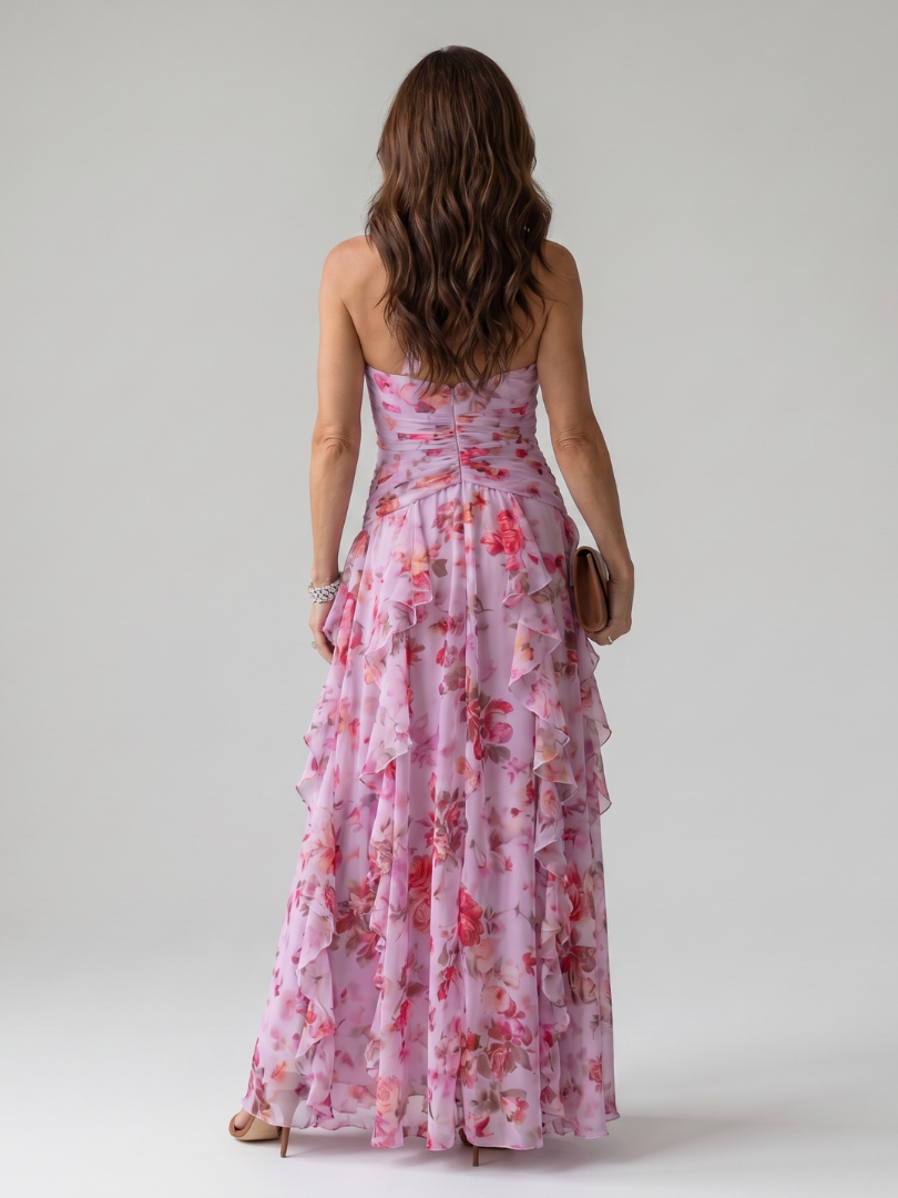Women’s Halter Ruffle Floral Maxi Dress
