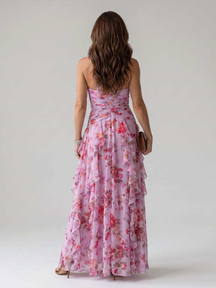 Women’s Halter Ruffle Floral Maxi Dress