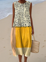 Women’s Polka Dot Colorblock Midi Dress