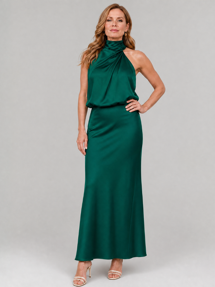 Women’s Draped Neck Midi Dress