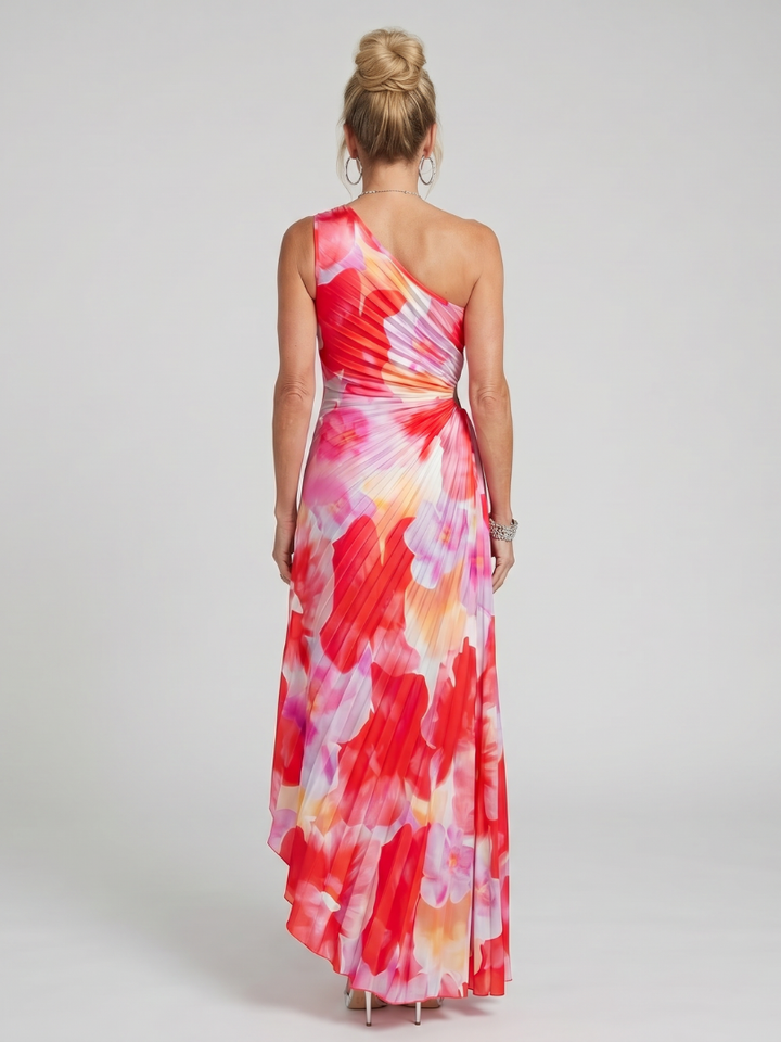Women’s One Shoulder Pleated Midi Dress