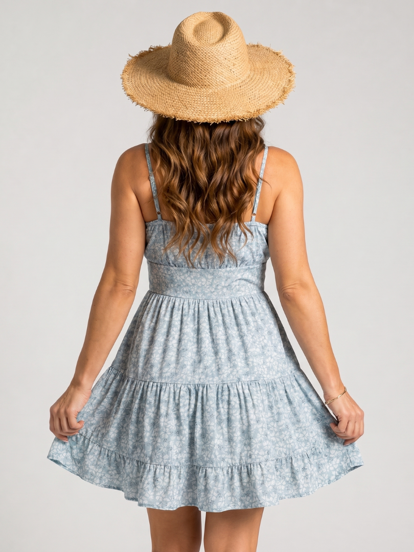 Women’s Spaghetti Strap Tiered Knee Length Dress